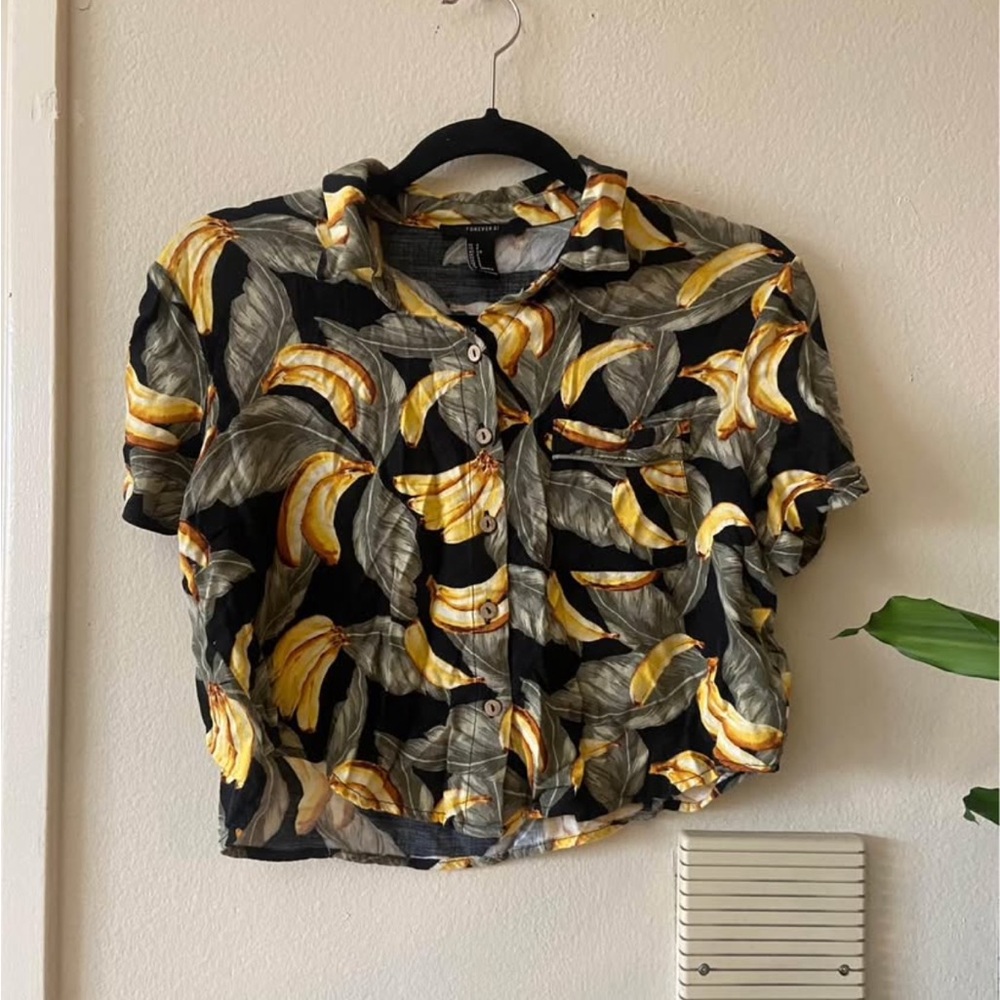 Tropical Banana Print Women's Top